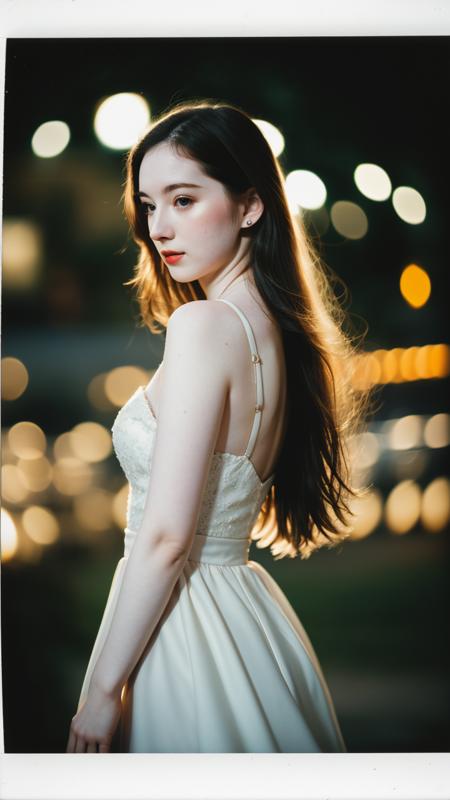 polaroid photo, night photo, photo of 24 y.o beautiful woman, pale skin, bokeh, motion blur