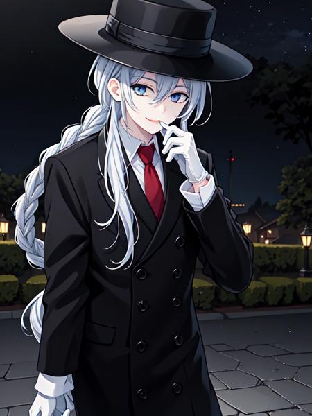 Shirogane long hair single braid hat ferora coat necktie gloves