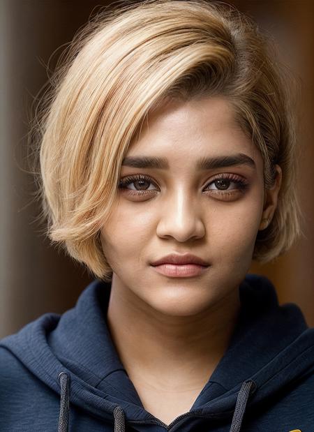 portrait of skswoman, lonely , wearing sweatshirt , with honey blonde Asymmetrical haircut , background haunted library epic (photo, studio lighting, hard light, sony a7, 50 mm, matte skin, pores, colors, hyperdetailed, hyperrealistic), <lyco:Ritika Singh:1.1>