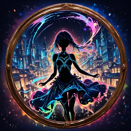 "Girl silhouette in a round frame" (SDXL/Illustrious/NoobAI)