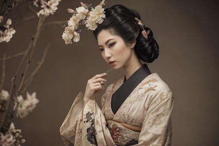 ecstasize elusive tall (geisha) female, an artistic abstraction in the realm of hairstyling, okiya, fish-eye lens, (cinematic still:1.2), art by bugmAIster, photograph, insane details, <lora:offset_0.2:0.4> <lora:add-detail-xl:1.5>