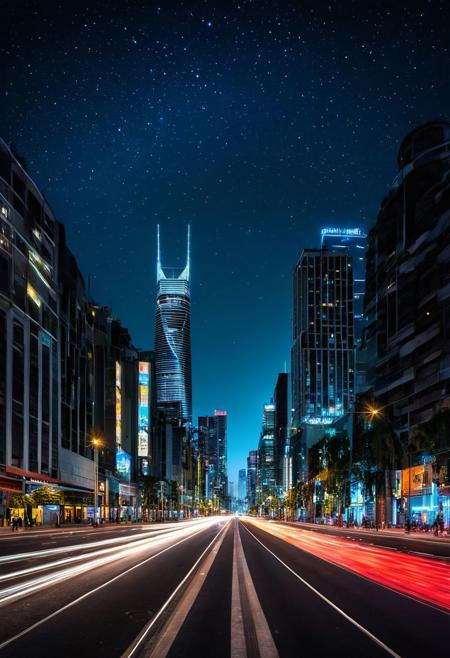Capture the vibrant energy of a bustling city at night, with towering skyscrapers reaching towards the starry sky. Imagine a bustling metropolis, its streets aglow with the neon lights of shops and restaurants. Capture the motion blur of passing cars, the illuminated faces of pedestrians, and the glowing windows of high-rise buildings. Use a long exposure to create light trails and a sense of dynamic movement. Opt for a wide-angle lens to encompass the vastness of the cityscape. For a 4K HDR wallpaper, emphasize the contrast between the bright city lights and the dark night sky, showcasing the beauty of urban life after sunset.