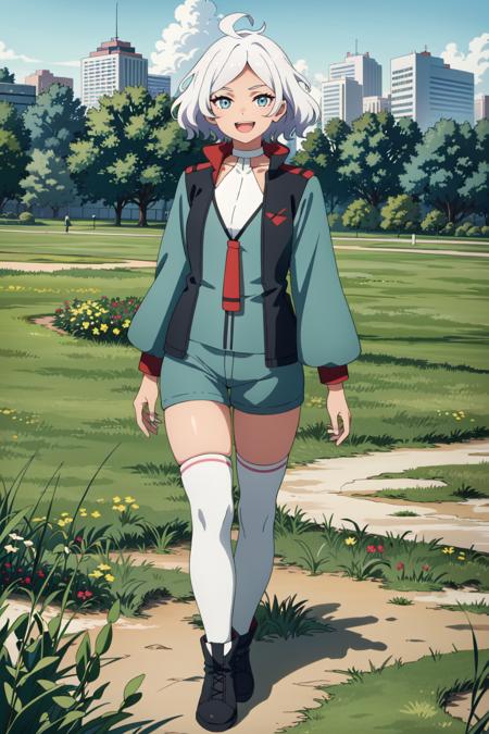 best quality,masterpiece,highres,original,extremely detailed 8K wallpaper,city,walking,solo,grass,<lyco:雌大鬼locon:0.75>,cidagui, solo, 1girl, full body,White knee socks, looking at viewer, open mouth,  smile, standing, white choker






