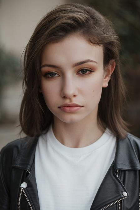 headshot, black leather jacket and white tee, soft colors, bokeh, masterpiece, high quality, (high detailed skin:1.1)
 <lora:katelyn_nacon_lora_v01:1> k8nacon