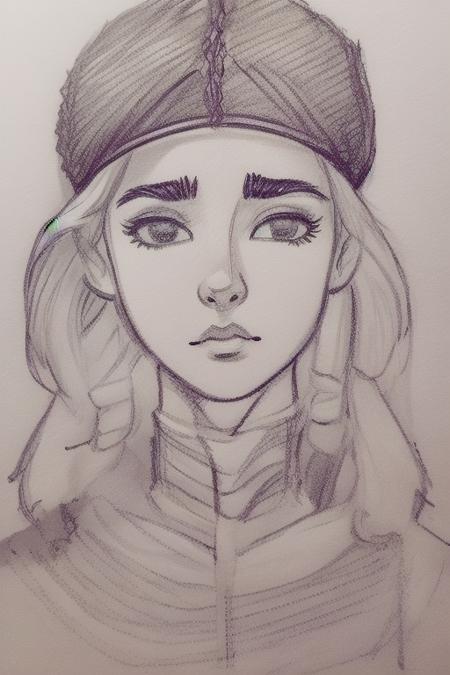 <lora:Sketchy:1> sketchy style, sexy woman, sad eyes, looking at viewer, backwards cap