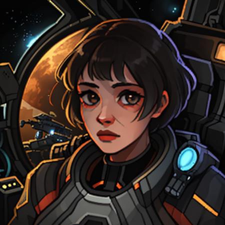 starsector photo of a woman <lora:Starsector_Portrait_LORA_1.13.0.e8:1>