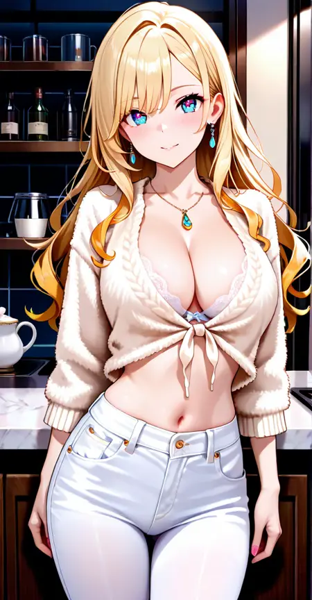 Cream Fluff Tie-Front Crop Cardigan Set