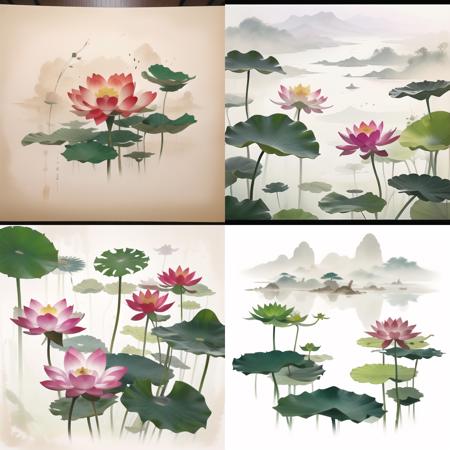 <lora:ink and wash1.5v1:1> ink and wash,lotusï¼no humans