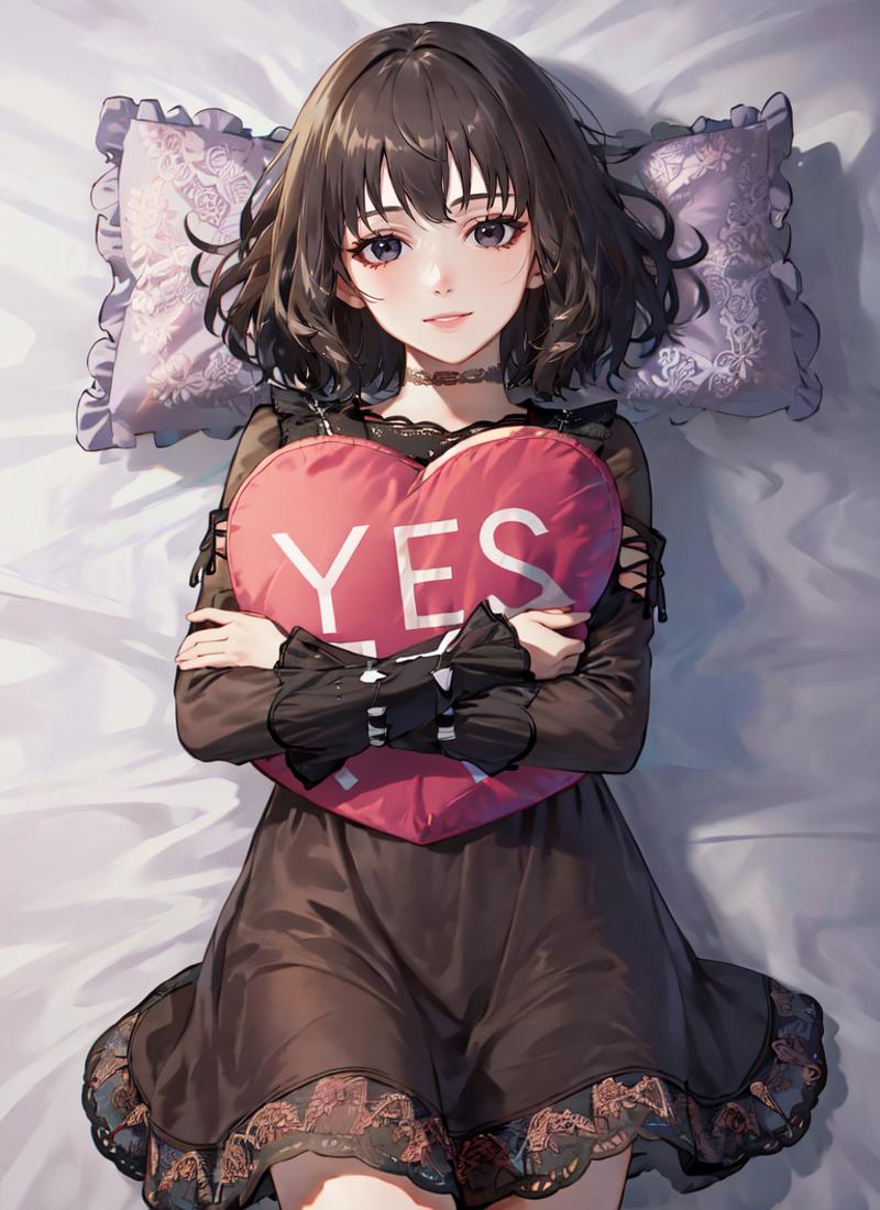 pillow hug/ holding pillow with speech bubble Concept LoRA image by worgensnack