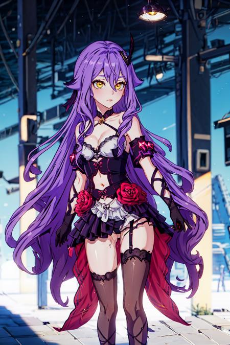 sirin, yellow eyes, x shaped pupils, long hair, purple hair, hair flaps,