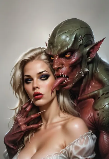 Monster/Robot/Demon couple [Kiss, Hug, Sex] (Luis Royo Style) [Pony/Illustrios]