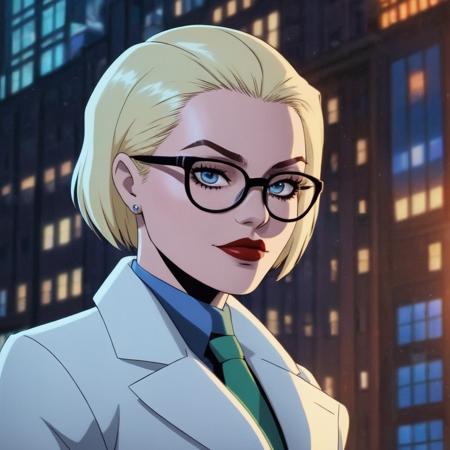 anime artwork of  <lora:Harleen Quinzel:1.2>
Harleen Quinzel a woman with glasses and a white coat In Gotham City Universe, anime style, key visual, vibrant, studio anime,  highly detailed