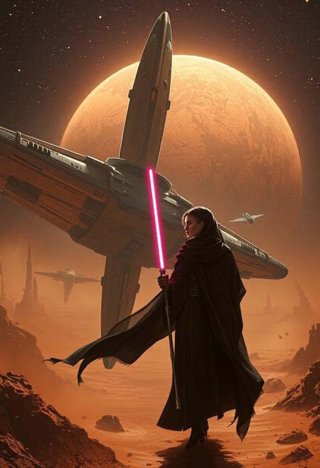 NSFW, art by Eleanor Vere Boyle and Andreas Untersberger, hantu ulat sutera
adaptive and halcyon atmosphere with dispersion, refined details, mars, space ship, 1 JEDI girl,
(brown and ivory dark black colors:0.1),  (center composition, symmetry:0.1), style by nty
