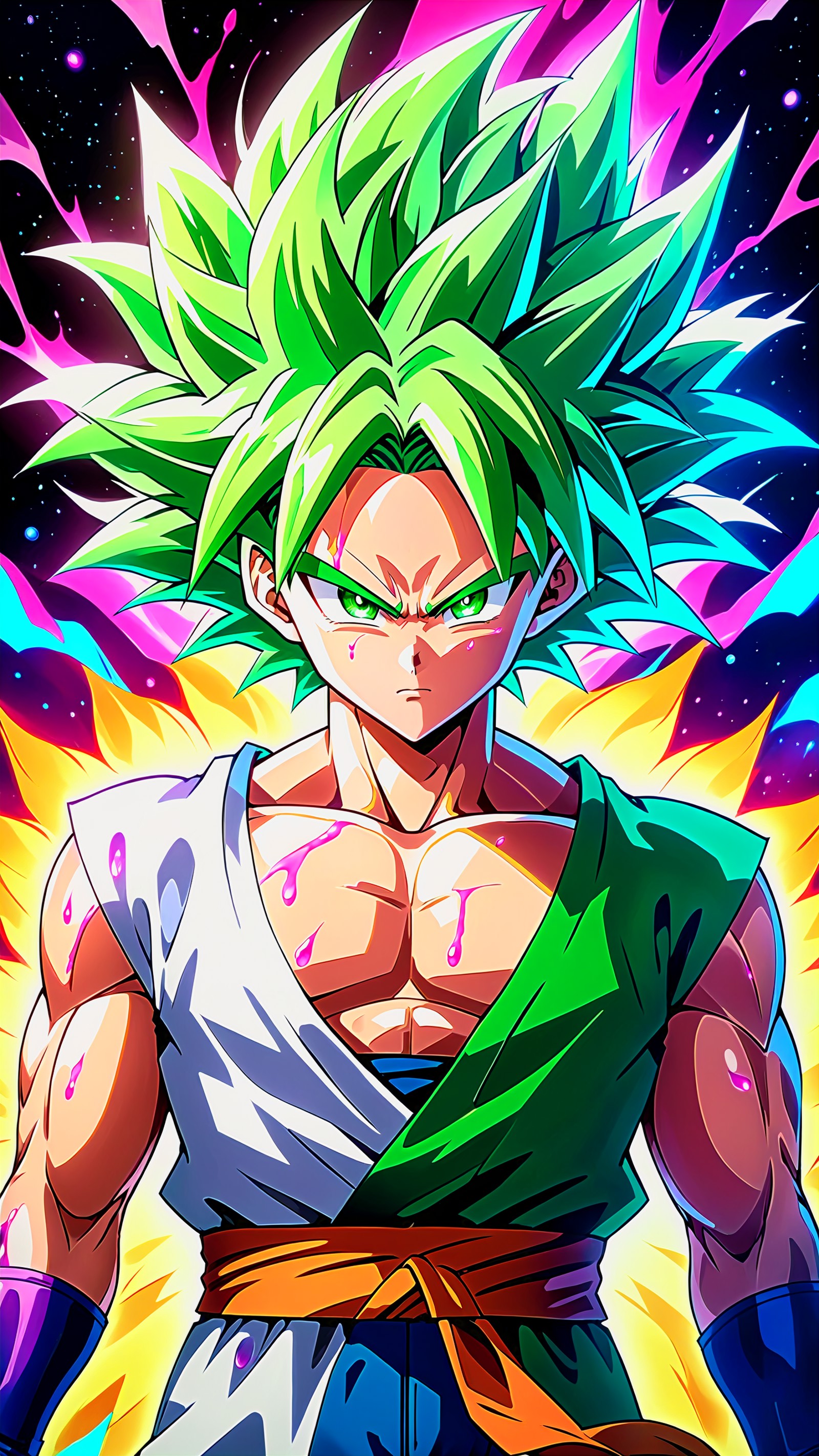(Broly the legendary super saiyan) with green hair, realistic photo, (raw photo of Broly cosplay), legendary super saiyan,...