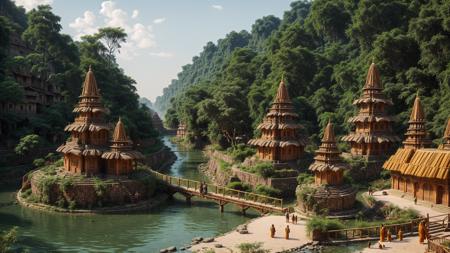 <lora:XSArchi_127:0.3> a photograph of fantasy hindustan tribal cities, ((vedic, villages, family:1.3)), (stone, ethnic engraving), neanderthal and homo sapiens war, river, market, tiger, majestic apartment, tree house, golden cities, wonderful cinematic, futuristic, scifi, magical, <lora:djzMarketplaceV21:0.2> marketplace style, crowd, people, standing, building, pottery, garden, ((perfect quality)), <lora:add_detail:1>