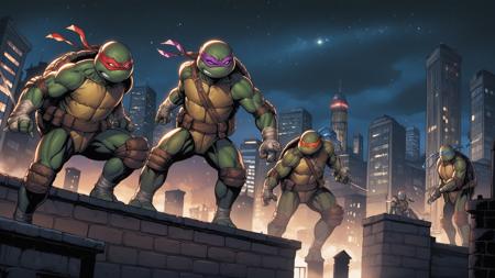 TMNTGroup TMNTRaphael TMNTMichelangelo TMNTLeonardo TMNTDonatello wearing purple bandana mask with eye-holes wearing orange bandana mask with eye-holes wearing red bandana mask with eye-holes wearing blue bandana mask with eye-holes a teenage mutant ninja turtle a group of teenage mutant ninja turtles TMNTLastRonin