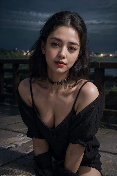 (smile:0.5), black updo hair, women posing for a photo, good hand,4k, high-res, realistic:1.8, head:1.3,((Hasselblad photography)), finely detailed skin, sharp focus, (cinematic lighting), collarbone, night, soft lighting, dynamic angle, [:(detailed face:1.2):0.2], blouse, <lora:milf_downblouse.v10.1-e100:0.8> <lora:oversized_sweater:0.6>