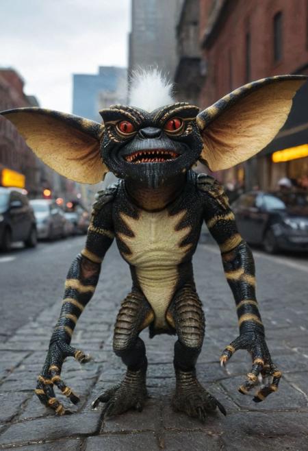 amazing quality, masterpiece, best quality, hyper detailed, ultra detailed, UHD, perfect anatomy, portrait, dof,multitude Gremlins in a street of big city,  hyper-realism, majestic, awesome, inspiring, - (ogremlino, Omultipleo, :1.5),  cinematic composition, soft shadows, national geographic style,
