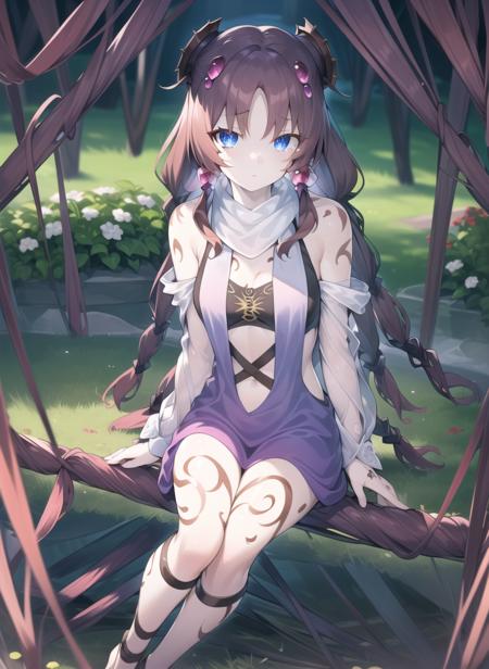 <lora:traptrixatypus-000008:0.8>traptrixatypus ,purple dress,spider web, 1girl,braid,sitting,expressionless, full body,masterpiece,solo,beautiful detailed eyes,finely detail,detailed face,5 fingers,finely detailed,hyper detailed,detailed hand,8k,finely detailed beautiful eyes