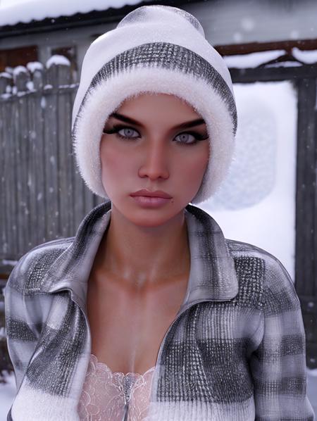 breathtaking  <lora:BellaV1:1> BellaV1,  Brow hair, 3D render, in snow attire, masterpiece, award-winning, professional, highly detailed