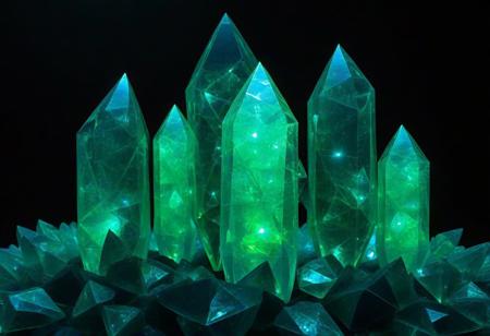 rp_slgd
bioluminescent
    crystal, crystalized, crystal world
    gem
    geometric
    shards
    sharp edges
    translucent
    wireframe
 reflection, 
 radiant, star 
black background
outer space 
vibrant green double helix rings encircling t
 high-tech viral anatomy with glowing geometry,
 (((landscape)))
(alien skyscrapers)
skyscrapers
(geometric mandala)