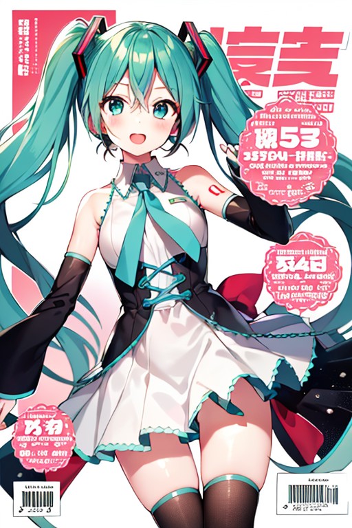 <lora:sd-No.410cover-000018:0.5>,cover,1girl,hatsune miku,, masterpiece, best quality,