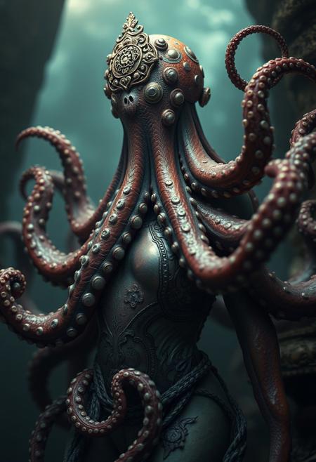 octopus-woman, photography style, fantasy creature, mythological creature, beautiful