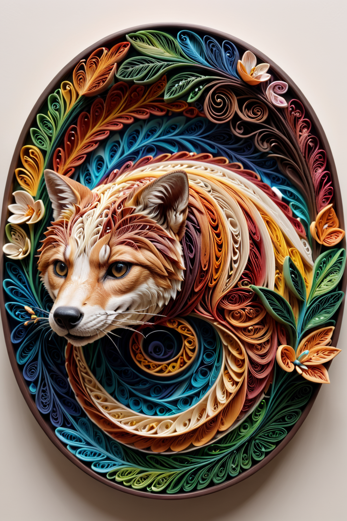 Colorful Paper Art of a Fox