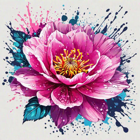 Rose flower, splash arts, aesthetic for Tshirt design, highly detailed --auto