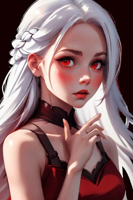 White haired red eyed woman