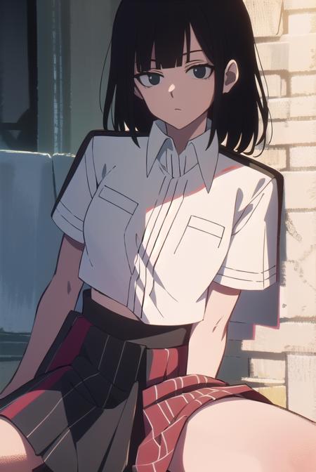 lingqiao, <lyco:lingqiao-LYCORIStest:1>, 
ling qiao, bangs, black hair, medium hair, (black eyes:1.5),
BREAK skirt, shirt, white shirt, short sleeves, collared shirt, black footwear, red skirt, sandals, pocket, long skirt, shirt tucked in, breast pocket,
BREAK looking at viewer,
BREAK outdoors, city,
BREAK <lora:GoodHands-vanilla:1>, (masterpiece:1.2), best quality, high resolution, unity 8k wallpaper, (illustration:0.8), (beautiful detailed eyes:1.6), extremely detailed face, perfect lighting, extremely detailed CG, (perfect hands, perfect anatomy),