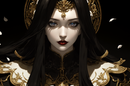 <lora:Endsinger_FFXIV:0.7> Endsinger, (masterpiece, best quality, ultra-detailed, highres), perfect face, sidelighting, lustrous skin,(bloom), (shine), lighting, ray tracing, sci-fi,black hair, long hair, lipstick, makeup, pale skin, 1boy, multiple girls, dress, colored skin, 1girl, staff, 2girls, looking at viewer, very long hair, depth_of_field,very detailed background, highly detailed background, Masterpiece, Ultra detailed, great composition,Dynamic angle,extremely delicate and beautiful,(Highest picture quality), (Master's work),   depth of field, solo, extreme light and shadow, masterpiece, rich in detail, (fine features), (highest quality), (masterpiece), (detailed eyes), (beautiful) detailed,beautiful detailed eyes,(straight-on), upper body, cyberpunk:1, flower petals falling, (extremely detailed CG unity 8k wallpaper),(masterpiece), (best quality), (ultra-detailed), (best illustration),(best shadow),perfect lighting , perfect anatomy , vivid colors,  (masterpiece),