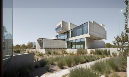 <lora:architecturalconcrete-v1:1>modern architecture,concrete,outside,facade