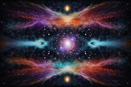 Infinite cosmic energy flows through a divine universe, where creation and harmony coexist in perfect balance. The masterpiece:1.2 unfolds in vivid colors, showcasing the beauty of this cosmic realm. The universe is bathed in ethereal light, emitting a soft and warm glow that illuminates every corner. The stars, like shimmering diamonds, dot the night sky, while nebulas dance gracefully in the vast expanse. Heavenly bodies swirl in a symphony of celestial motion, creating enchanting patterns that captivate the eyes. A celestial painter delicately brushes colorful strokes across the cosmic canvas, bringing forth awe-inspiring landscapes and breathtaking vistas. The heavenly spirits, clad in magnificent appearence, exude an aura of divinity, as they guide the cosmic energy to manifest the wonders of creation. The harmony between light and darkness, chaos and order, is evident in every intricate detail. Ultra-fine painting techniques and masterful brushstrokes infuse the artwork with an unparalleled level of detail, creating a realistic and photorealistic:1.37 portrayal of this divine universe. The colors are vibrant and rich, with hues ranging from deep blues and purples to radiant oranges and pinks, creating a mesmerizing palette that invokes a sense of wonder. The textures are so meticulously crafted that one can almost feel the cosmic energy pulsating through the artwork.