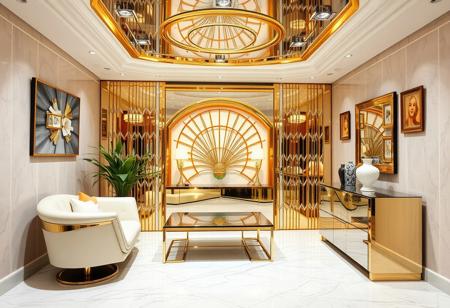 art-deco , gold and chrome, 1970s, lofi