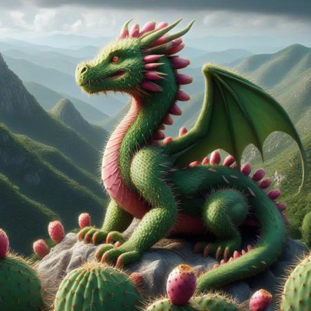 dragon in a mountain  <lora:Prickly Pear Style v1:1>, Prickly Pear Style,