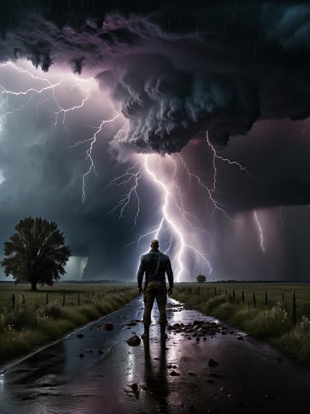 score_9, score_8_up, score_7_up, score_6_up, score_5_up, score_4_up, hyperrealistic, cinematic still. Create the image of a powerful guardian of nature standing in the midst of a turbulent stormy thunderstorm. A figure made of lightning and giant hailstones, the guardian exudes an aura of intense violence and power. Surrounding the guardian are several tornadoes and thunderstorms, erupting storms, and a sky colored with lightning and rain. The scene captures the raw, untamed power of the thunderstorm in its most primal form. emotional, harmonious, vignette, 4k epic detailed, shot with Kodak, 35mm photo, sharp focus, high budget, CinemaScope, atmospheric, epic, beautiful, film grain, grainy. cinematic, dramatic, detailed, extreme, beautiful, intricate, sharply focused, elegant, rich in detail, clear, gorgeous, artistic, colorful, amazing, shiny, colourful, epic, unique, brilliant, iconic, symmetry, surreal, best, contemporary, romantic, dynamic, appealing, attractive, sweet, creative, positive, fantastic, pure