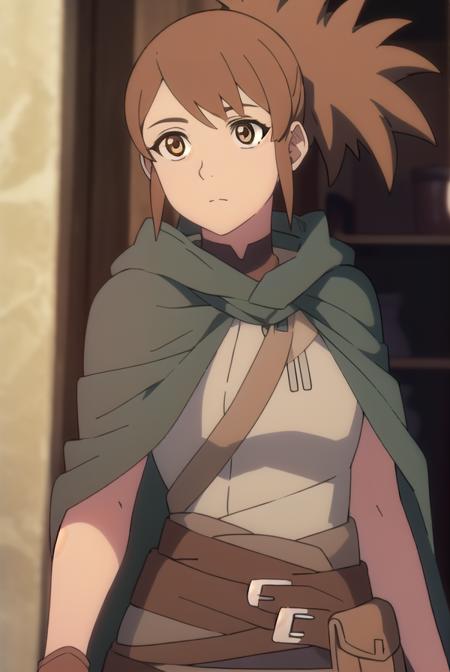 dotamarci, <lora:marcitest:1>,
marci, bangs, brown hair, (brown eyes:1.5), ponytail, short ponytail,
BREAK belt, cape, armor, cloak, pouch, brown belt, belt pouch,
BREAK looking at viewer,
BREAK outdoors, 
BREAK <lora:GoodHands-vanilla:1>, (masterpiece:1.2), best quality, high resolution, unity 8k wallpaper, (illustration:0.8), (beautiful detailed eyes:1.6), extremely detailed face, perfect lighting, extremely detailed CG, (perfect hands, perfect anatomy),