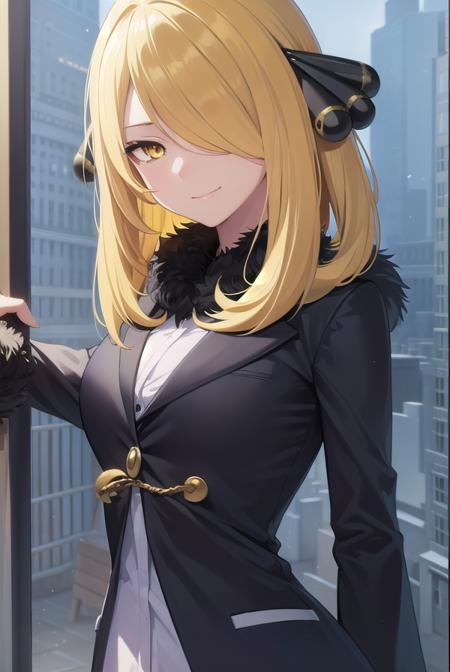 pokemoncynthia, <lora:pokemoncynthia-lora-nochekaiser:1>,
pokemoncynthia, blonde hair, hair ornament, (hair over one eye:1.5), long hair, (yellow eyes:1.5), <lora:sensualface_type1:1>, smile,
BREAK black coat, black pants, black shirt, coat, fur collar, fur trim, fur-trimmed sleeves, pants, shirt,
BREAK looking at viewer, upper body, full body, (cowboy shot:1.5),
BREAK outdoors, nature, sky,
BREAK <lyco:GoodHands-beta2:1>, (masterpiece:1.2), best quality, high resolution, unity 8k wallpaper, (illustration:0.8), (beautiful detailed eyes:1.6), extremely detailed face, perfect lighting, extremely detailed CG, (perfect hands, perfect anatomy),