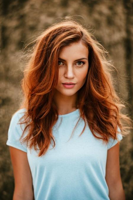 ((Raw Analog Color Photo)), (full body in frame, head to toe in frame), (best quality, high quality, sharp focus:1.4), looking at the viewer, best quality, realistic, masterpiece, feminine, beautiful face, beautiful eyes, small nose, big natural lips, Aesthetically_Pleasant_Woman, Pleasant:Redhead, slim body, hourglass figure, ((film grain, skin details, high detailed skin texture, 8k hdr, dslr)), 1woman, perfect eyes