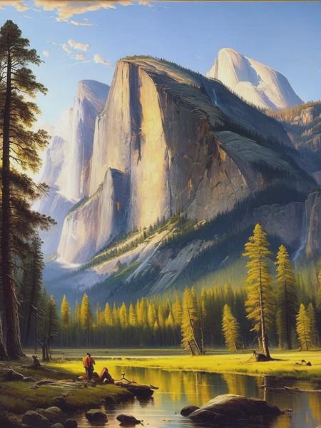 <lyco:ThomasMoran:1.0> Alexandre Calame painting of El Capitan in Yosemite,