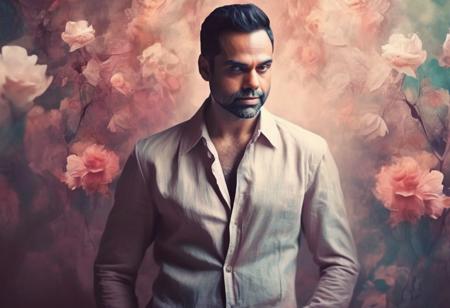 Fantasy art. Fantasy background. Fantasy character. Digital painting by Dreamer, sacha dhawan a man <lora:Abhay-Deol_Sacha-Dhawan:1>, encapsulating beauty in an abstract sense, floral motifs soft color tones, intriguing play of light and shadow breathtaking surreal masterpiece