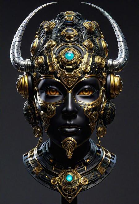 ritual mask ,robotic shaman, Tech noir, Mind-hive , <lora:Ritual_Mask_SD15:0.75>