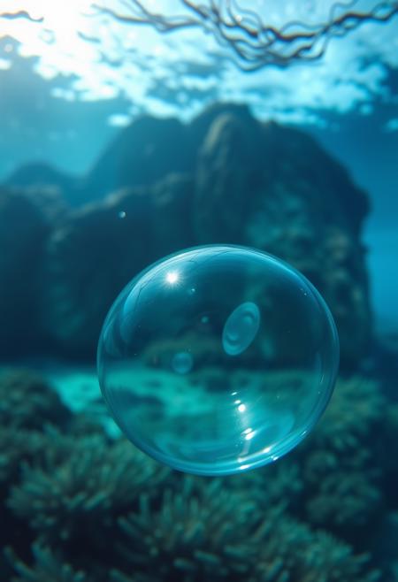 no humans, scenery, bubble, blue theme, underwater