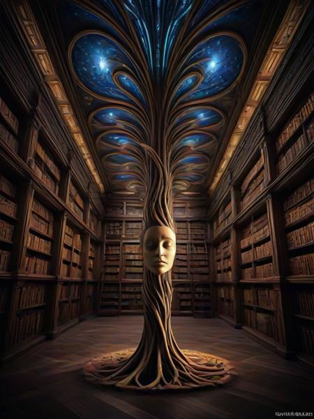 Dryad, (embedding:Smooth_Quality:1), A mystical library with floating books and glowing runes on the walls.,
<lora:4steps wai-2Rectified-V140:1.0000000000000002> <lora:Pony Dryad-V0.1:1.0>