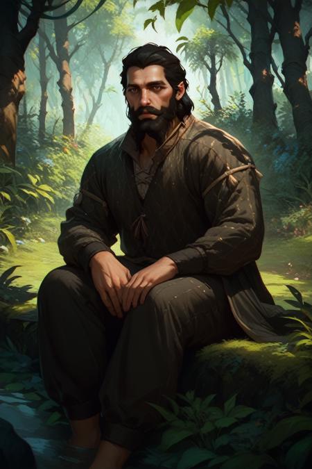 DAIBlackwall, 1boy, brown eyes, black hair, beard