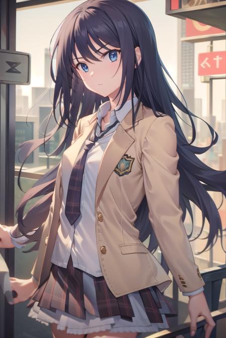 senaaoi, <lora:senaaoitest:1>,
sena aoi, long hair, blue eyes, black hair, slanted eyes, narrows, angry,
BREAK skirt, school uniform, jacket, necktie, plaid, plaid skirt, blazer, (brown blazer:1.2), (brown jacket:1.2),
BREAK looking at viewer,
BREAK indoors, classroom,
BREAK <lora:GoodHands-vanilla:1>, (masterpiece:1.2), best quality, high resolution, unity 8k wallpaper, (illustration:0.8), (beautiful detailed eyes:1.6), extremely detailed face, perfect lighting, extremely detailed CG, (perfect hands, perfect anatomy),