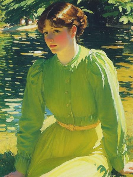 <lyco:MaryCassatt:1.0> green and yellow-green, Mary Cassatt,