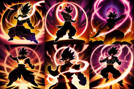 masterpiece,saiyan silhouette,solo,glowing