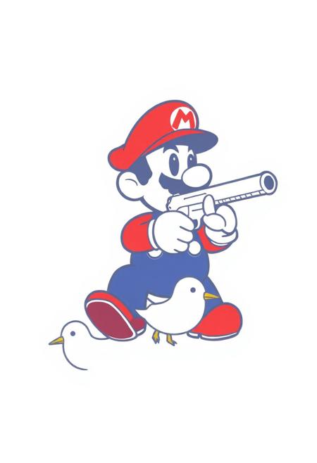 logo avec mario qui tire avec un fusil blanc sur des oiseaux